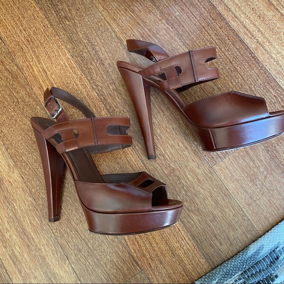 YSL Cognac Platform Heels - Picture 3 of 10